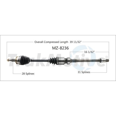 Surtrack Axle Cv Axle Shaft, Mz-8236 MZ-8236